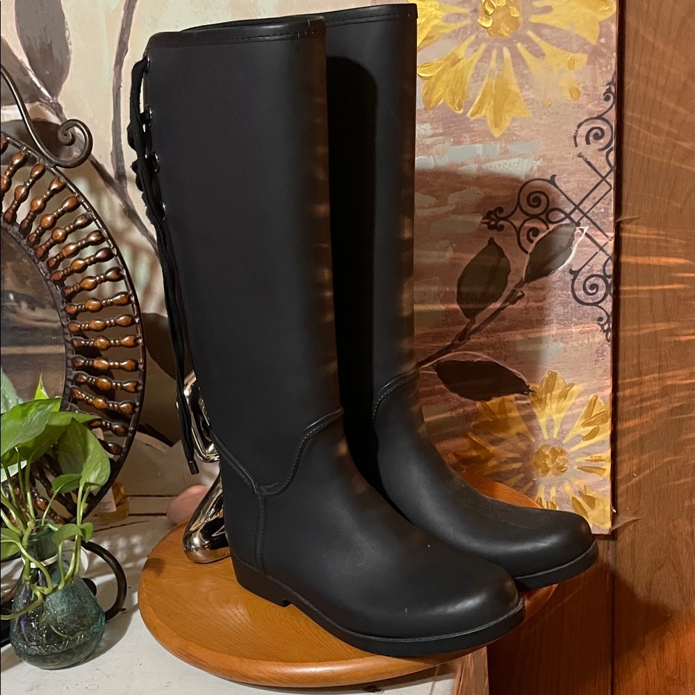 Coach Sleek Black Tall Winter Boots